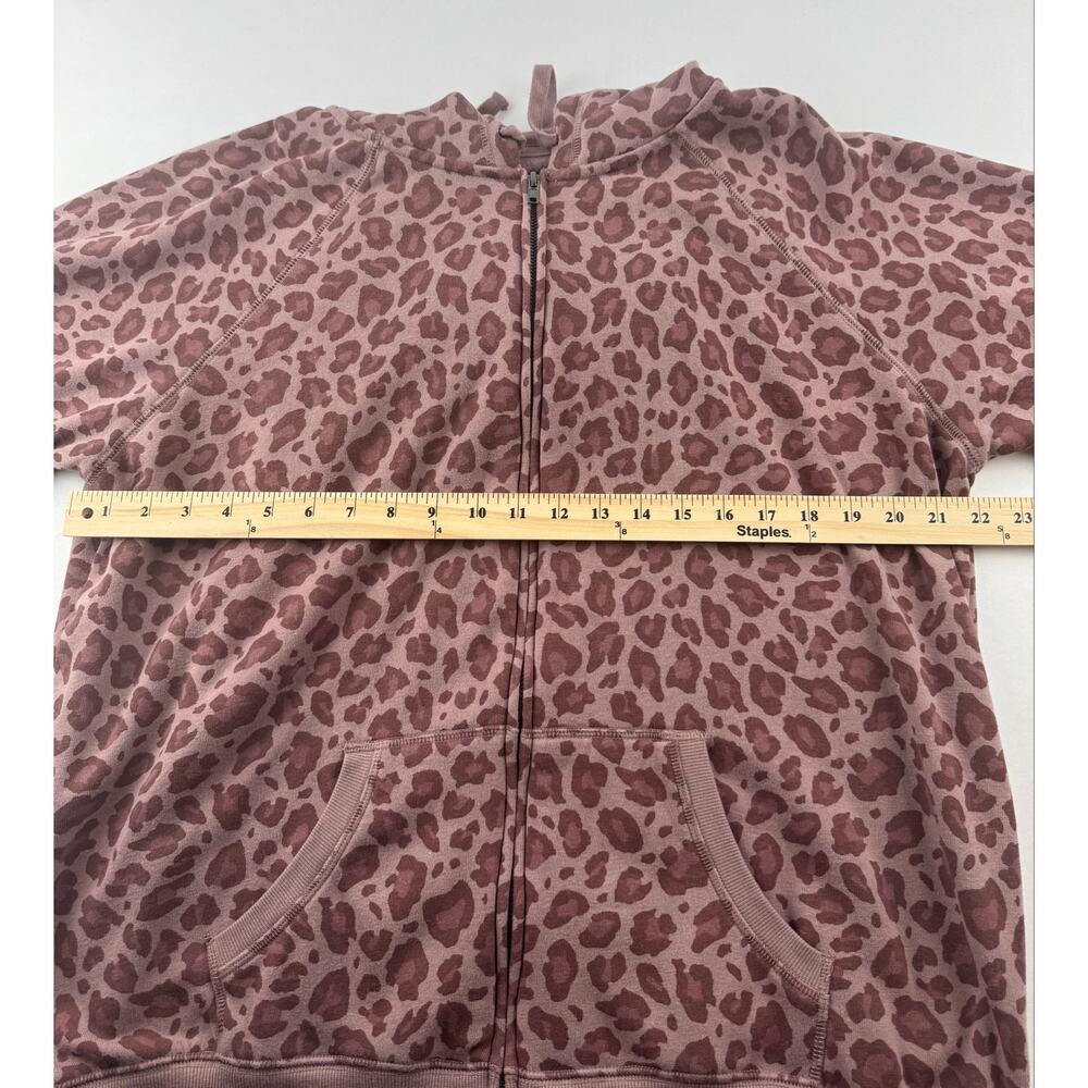 Torrid Leopard Print Zip Up Hoodie Size 2 (2X) Mauve Pink Fleece Jacket - Picture 9 of 10